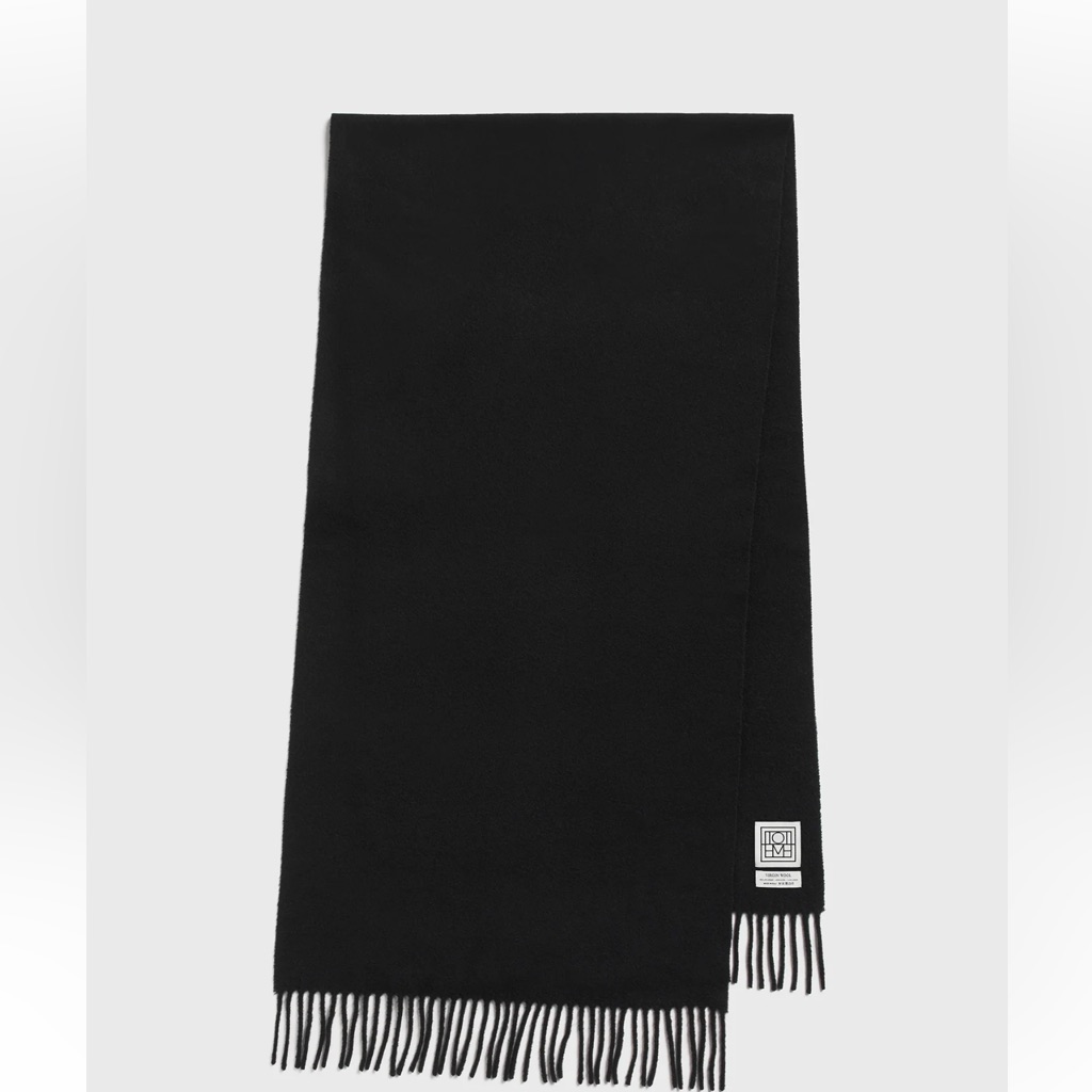 Toteme Black Cashmere Blend Fringe Scarf